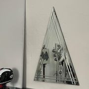 Vintage Big Triangular Wall Mounted Mirror with Beveled Decoration