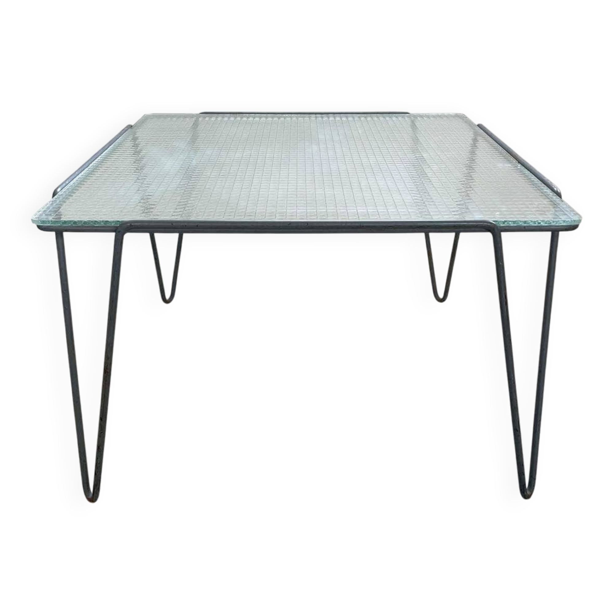 Minimalist, industrial side or coffee table, Arnold Bueno de Mesquita, 1950s