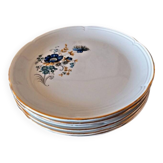 6 assiettes plates faïence Moulin des Loups Volubilis