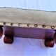 Antique wooden footrest with sheep décor fabrics in the meadow VINTAGE