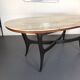 Vintage Italian wood and white marble dining table from 1950s