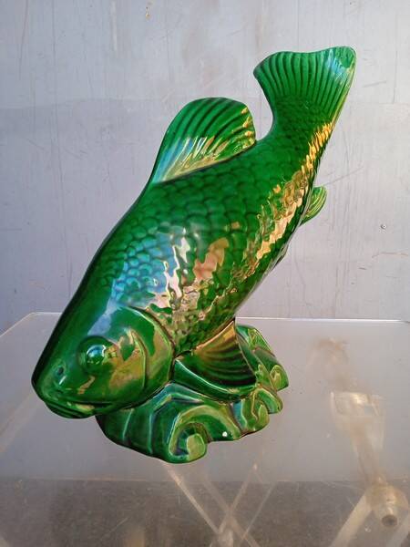 Saint Clement fish in green vintage ceramic