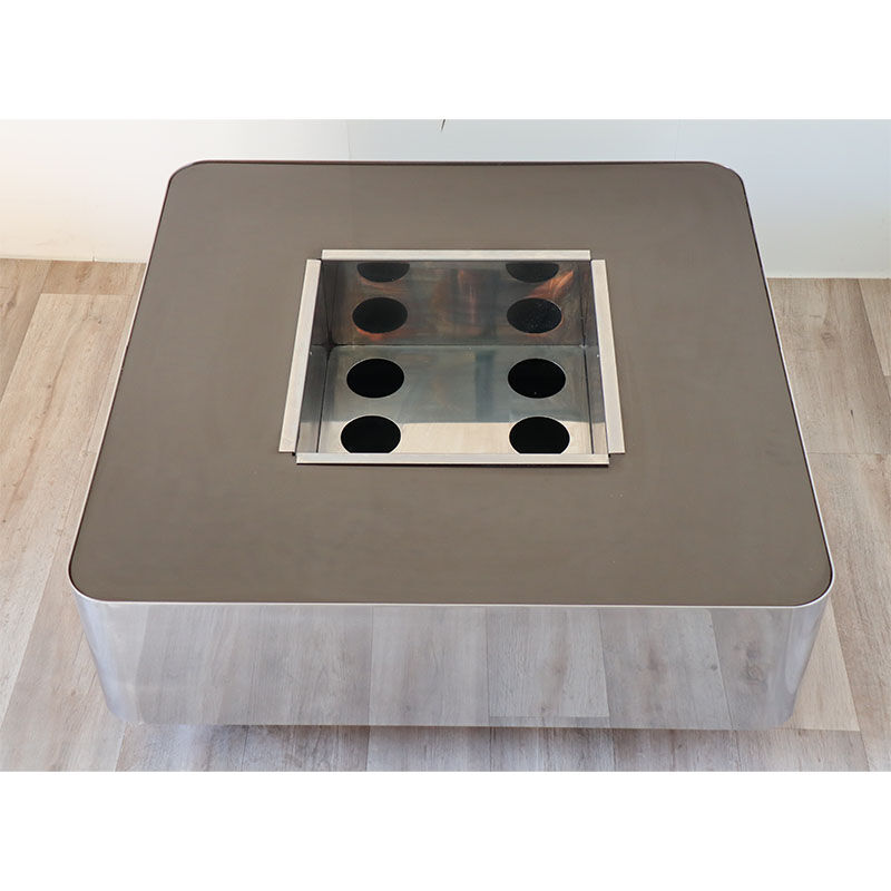 Vintage coffee bar table in steel and wood circa 1970