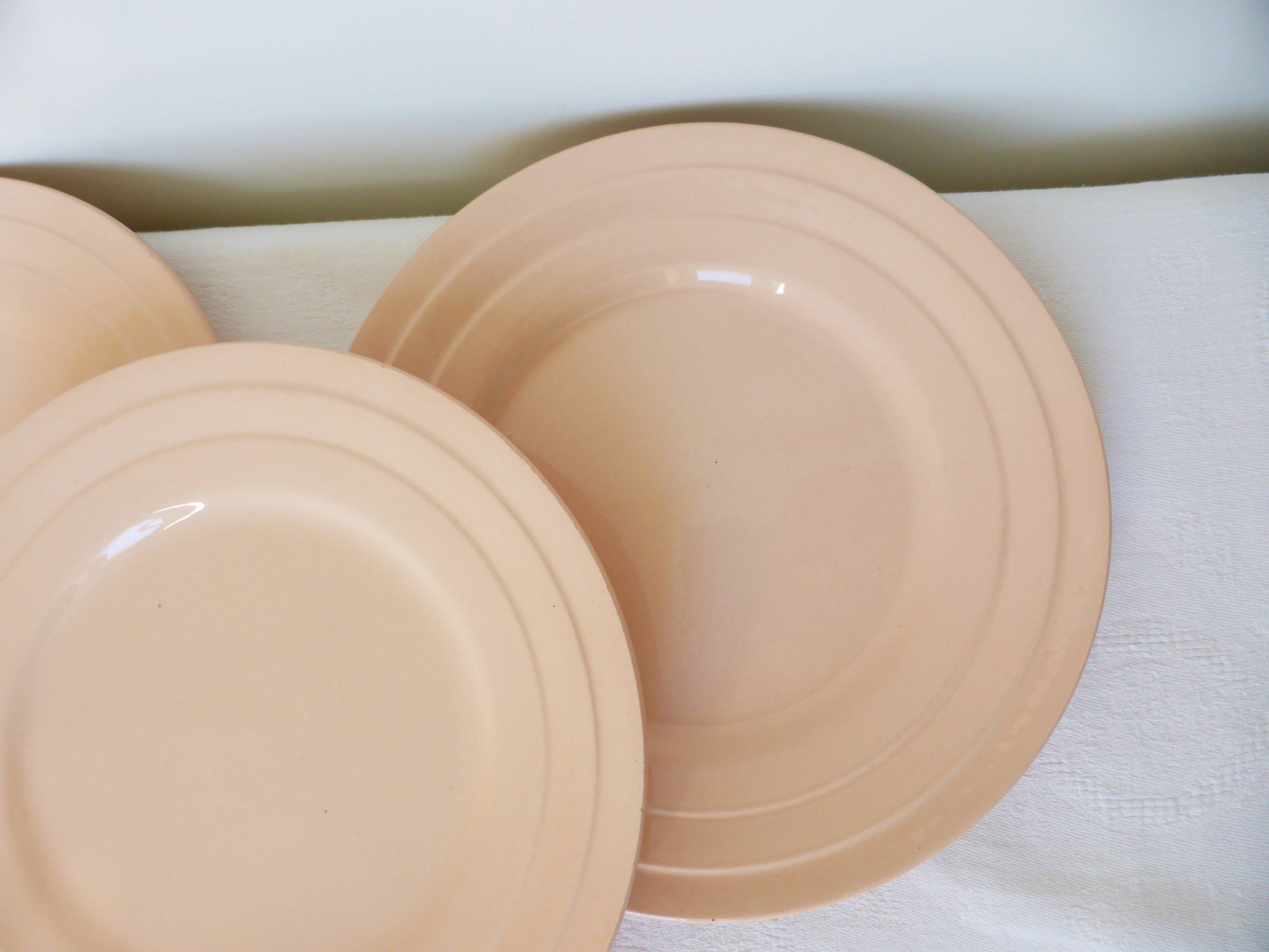 4 vintage Art Deco dessert plates 210689