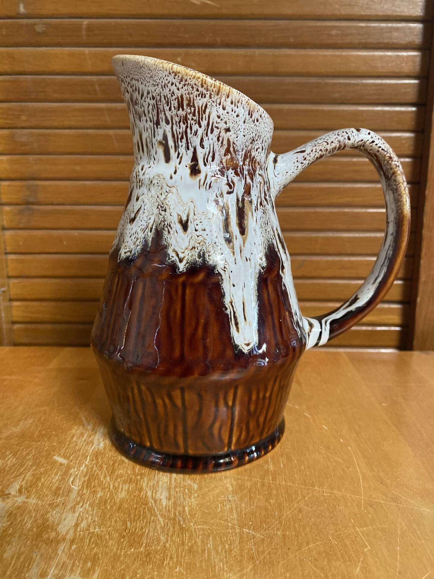 Vintage revol flamed ceramic barrel-shaped pitcher 1 litre