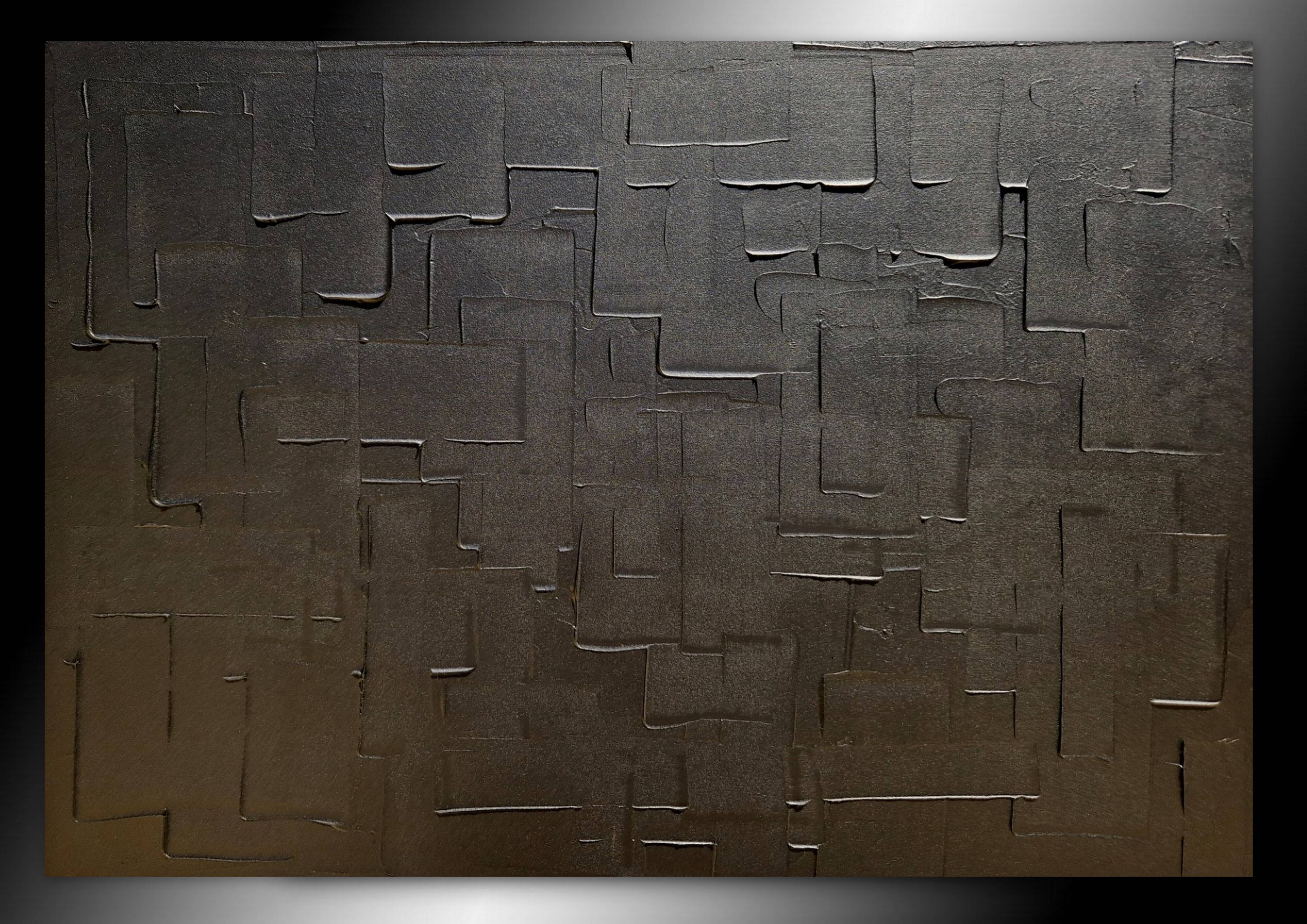 Black minimalist monochrome abstract painting painting
