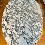 Vintage oval marble dining table by Michel Charron 1970 (possibility of selling it with 6