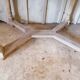 Vintage wooden desk, X-shaped legs