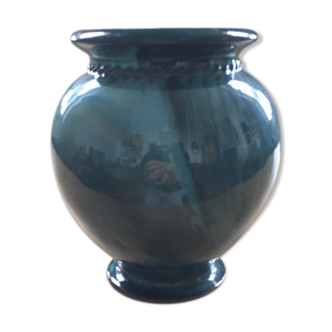 Vase bleu avec effet terres mélangées