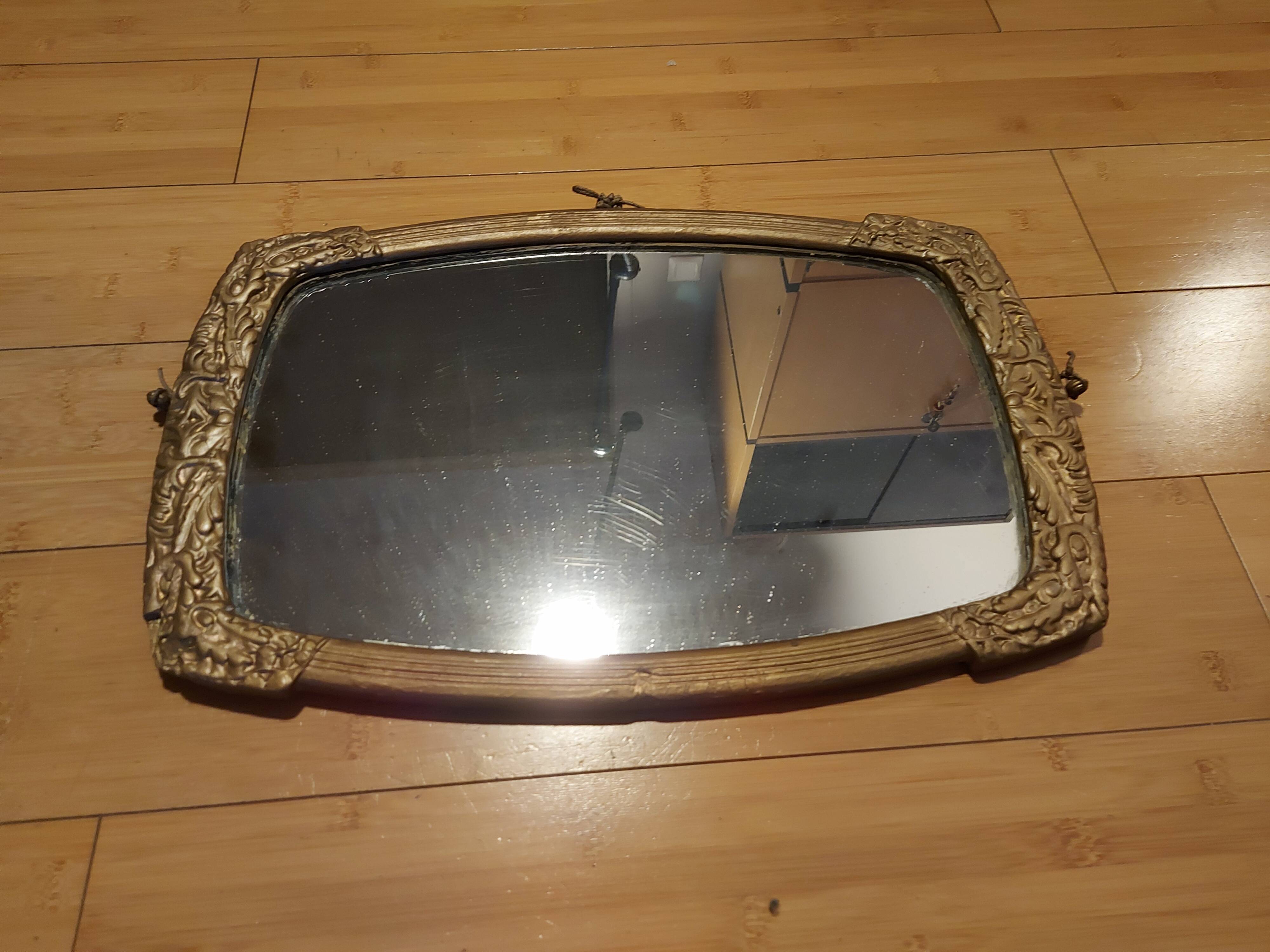 Painted wooden art deco mirror 33 X 51 cm