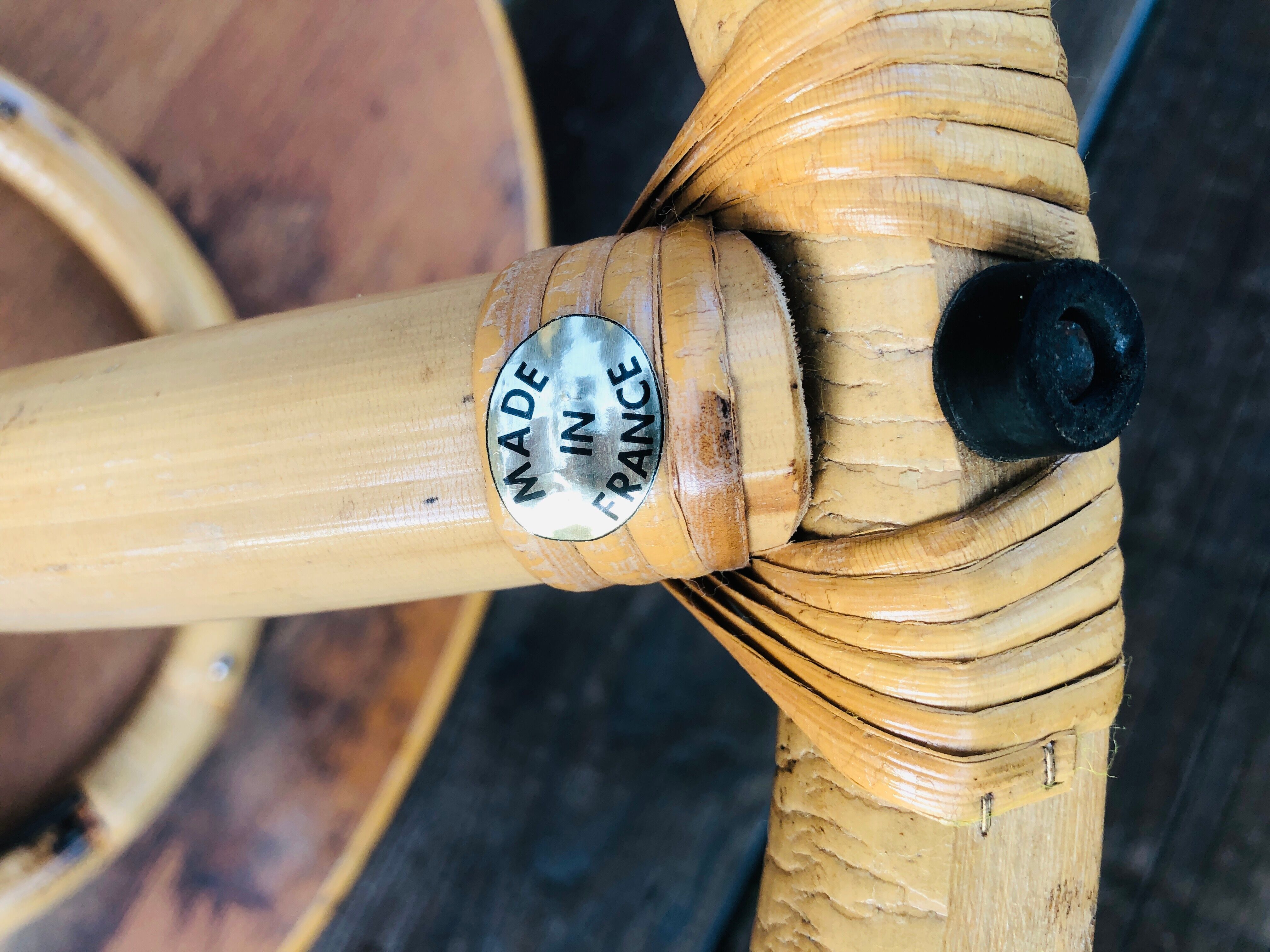 Vintage coffee table in light wood and bamboo, circa 60