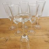 Service of 6 vintage luminarc champagne flutes