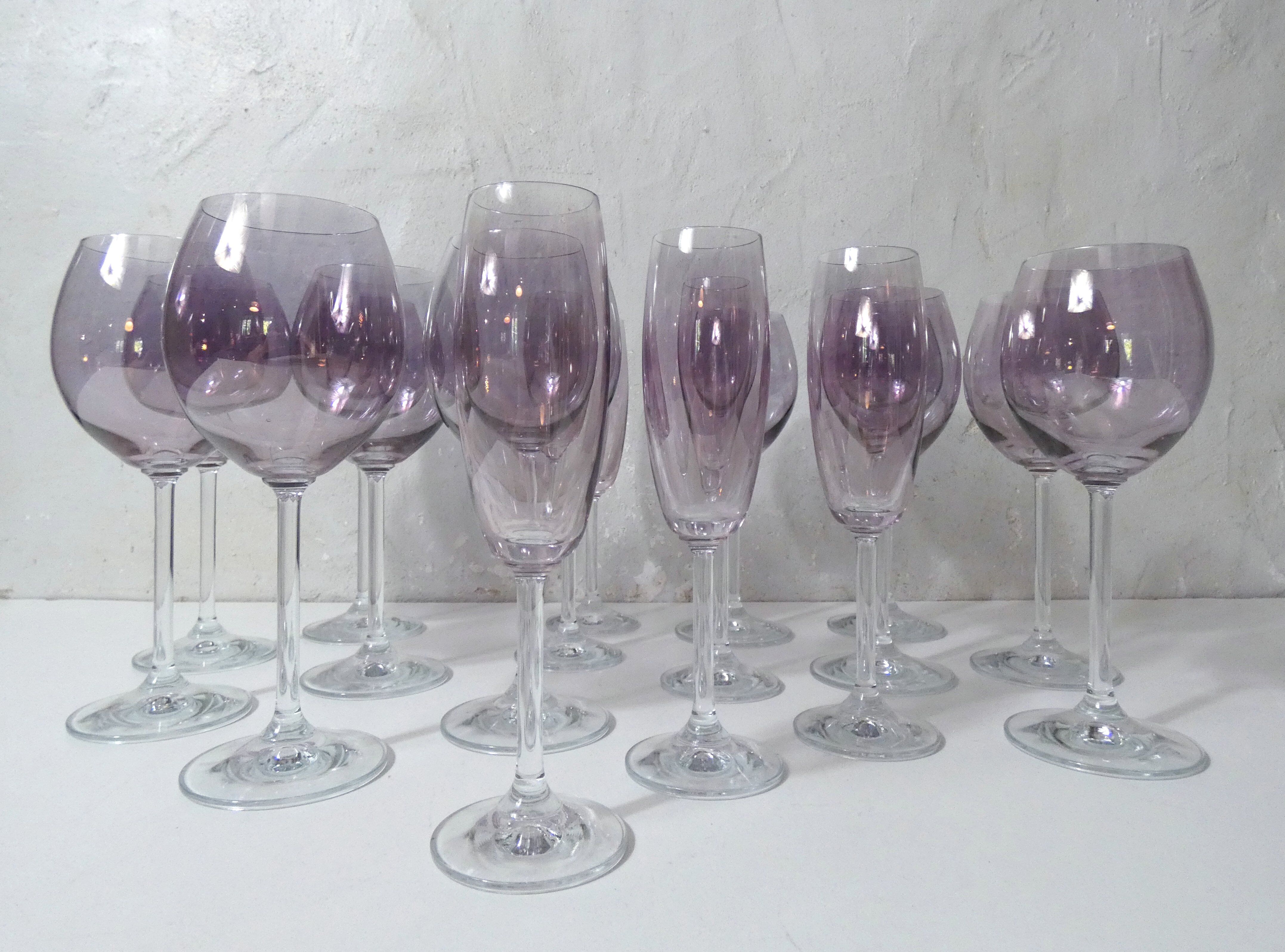 17 amethyst crystal glass goblets