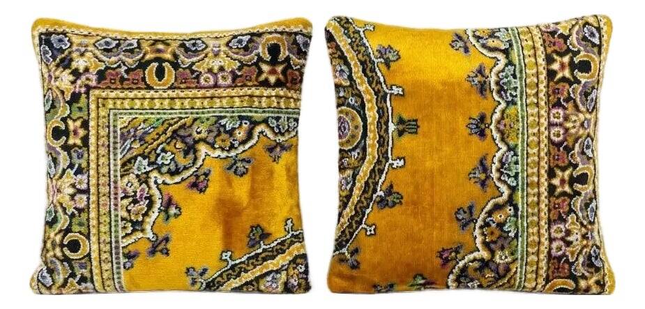 Set of 2 vintage velvet cushion covers 48x48 cm