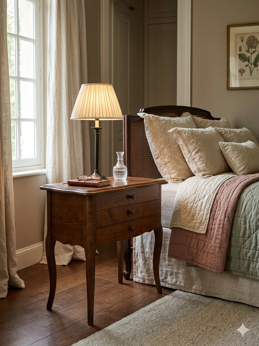 Oak bedside table in Louis XV style