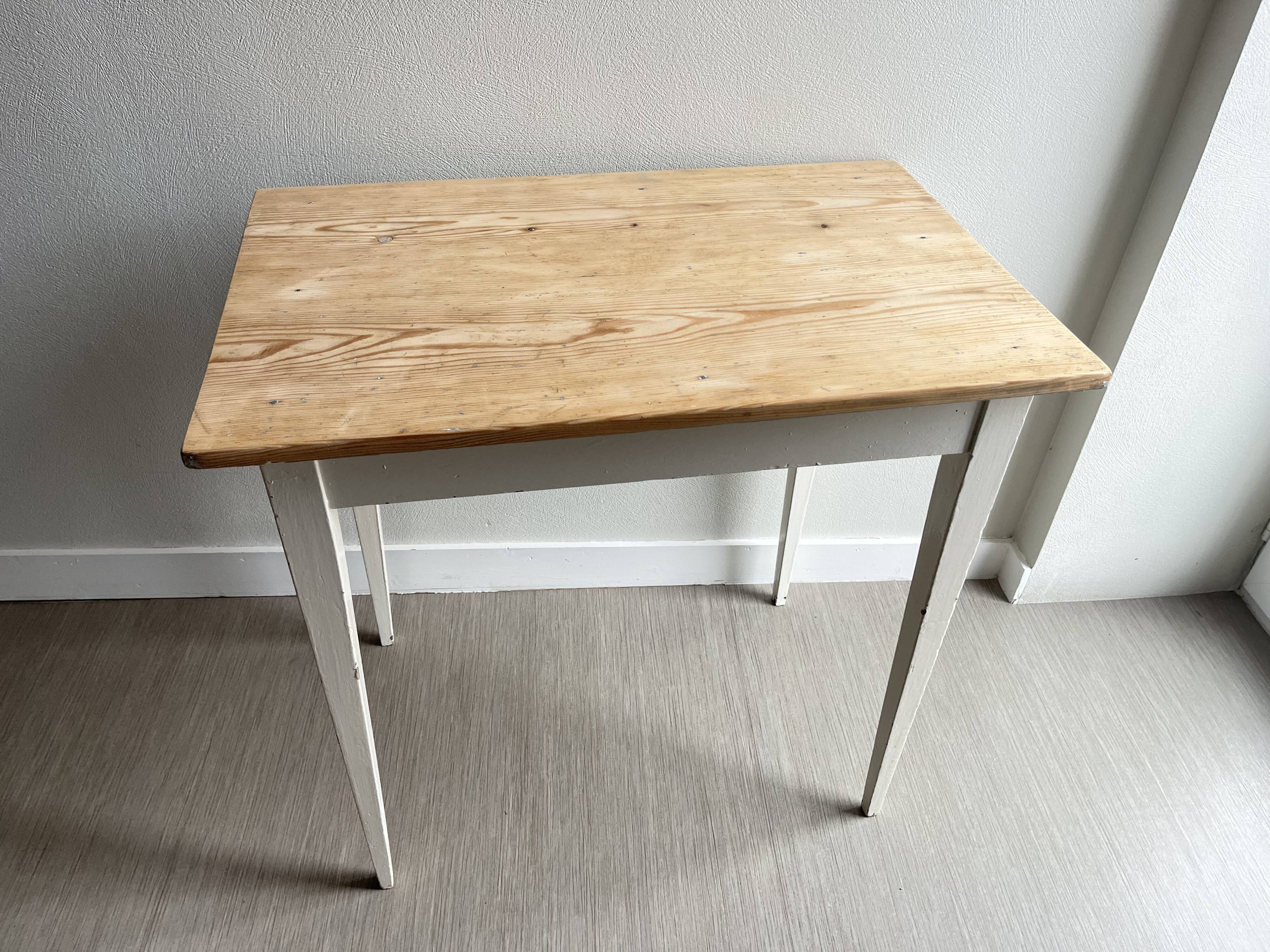 Old white patinated wooden table