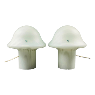 Pair of Striped Mushroom Table Lamps from Peill & Putzler, Germany, 1970s