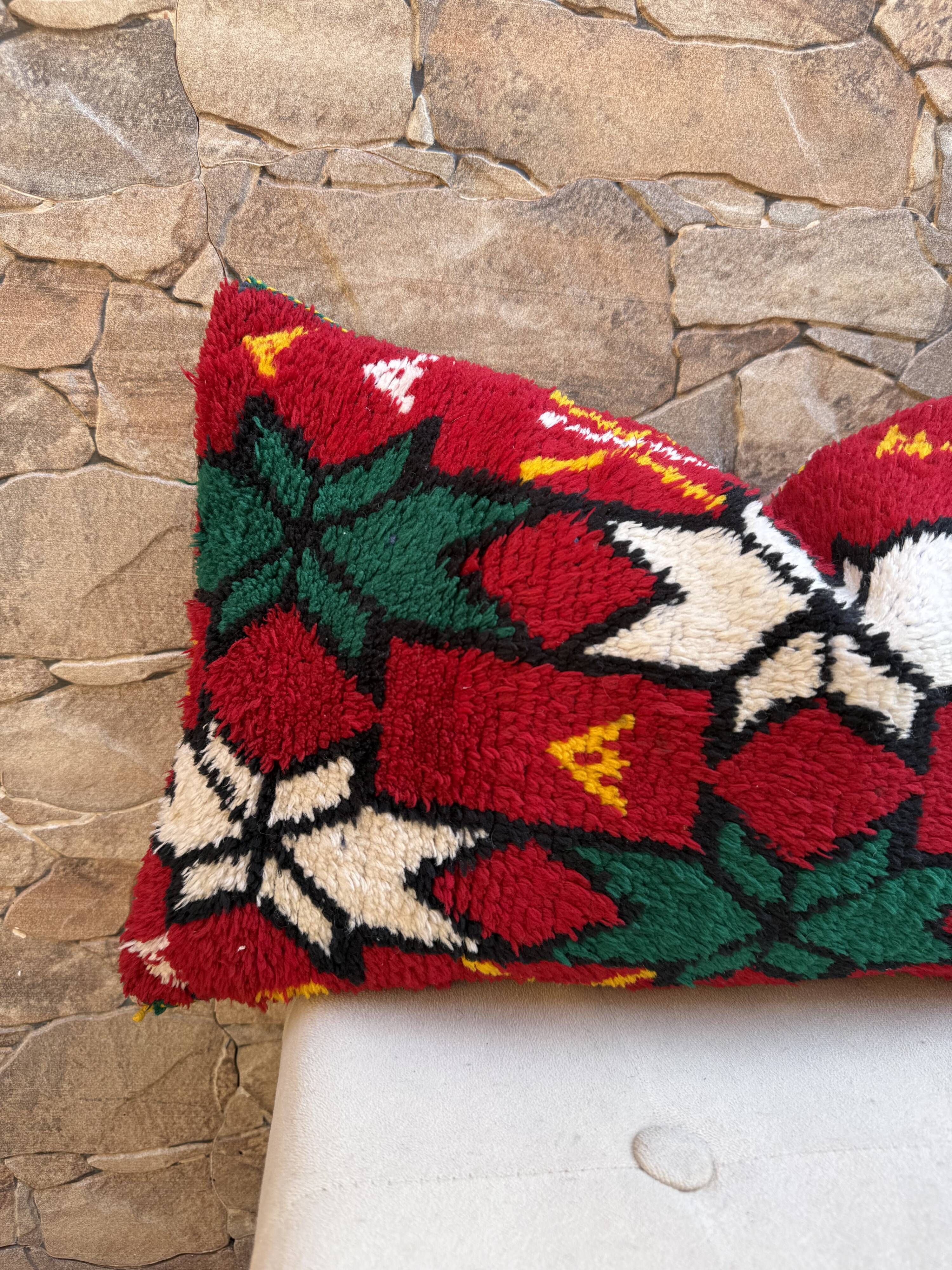 Vintage Berber cushion cover, Moroccan wool cushion.