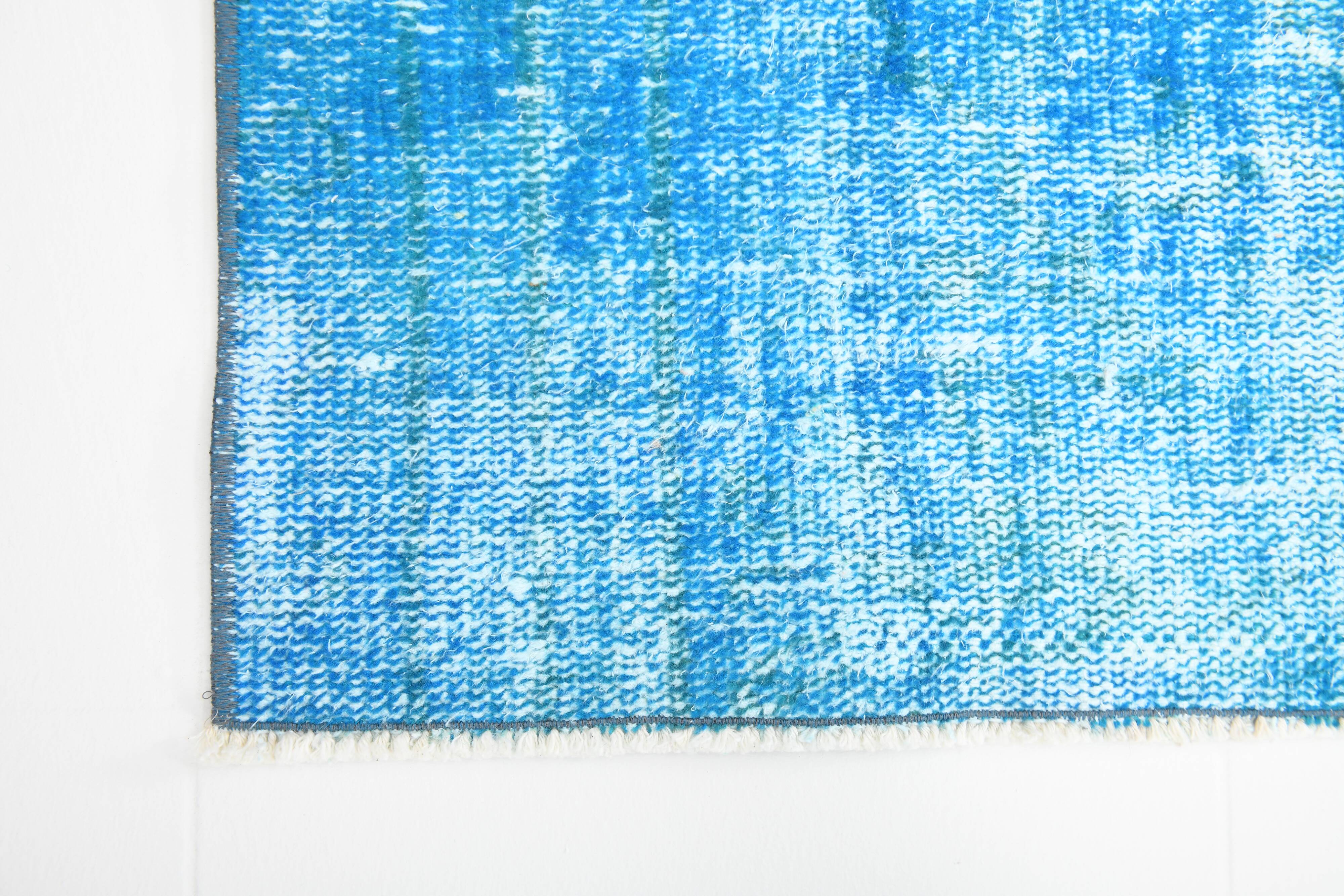 Tapis de cuisine bleu vintage, tapis couloir, 56x268 cm