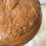Patchwork leather pouf 70s