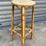 Tabouret haut en bambou osier