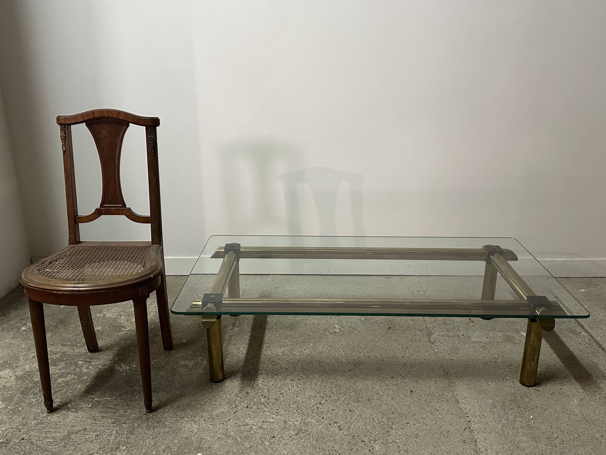 Table basse italienne vintage 80'S en laiton et fer