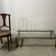 Table basse italienne vintage 80'S en laiton et fer