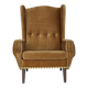 1970s, Danish high back armchair, furniture velour, oak wood legs.