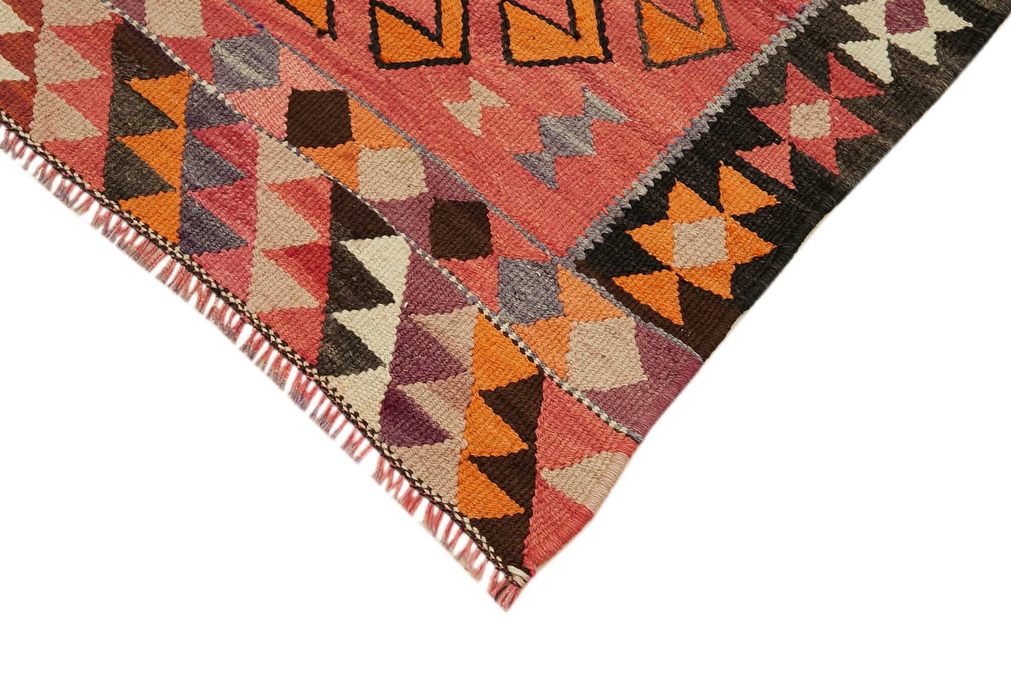 Turkish Handwoven Vintage Herki Kilim 100 cm x 345 cm