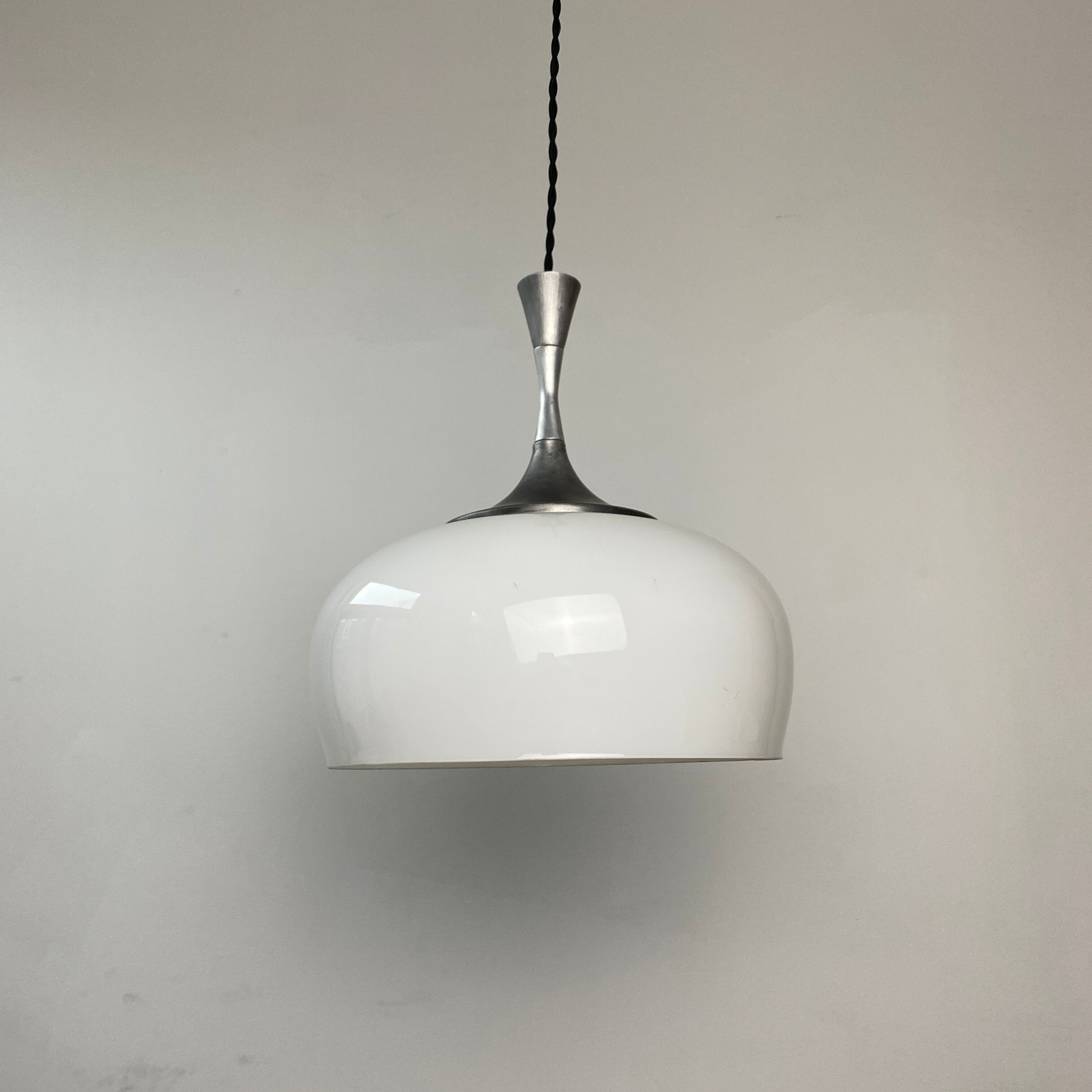 Old vintage opaline bell pendant lamp