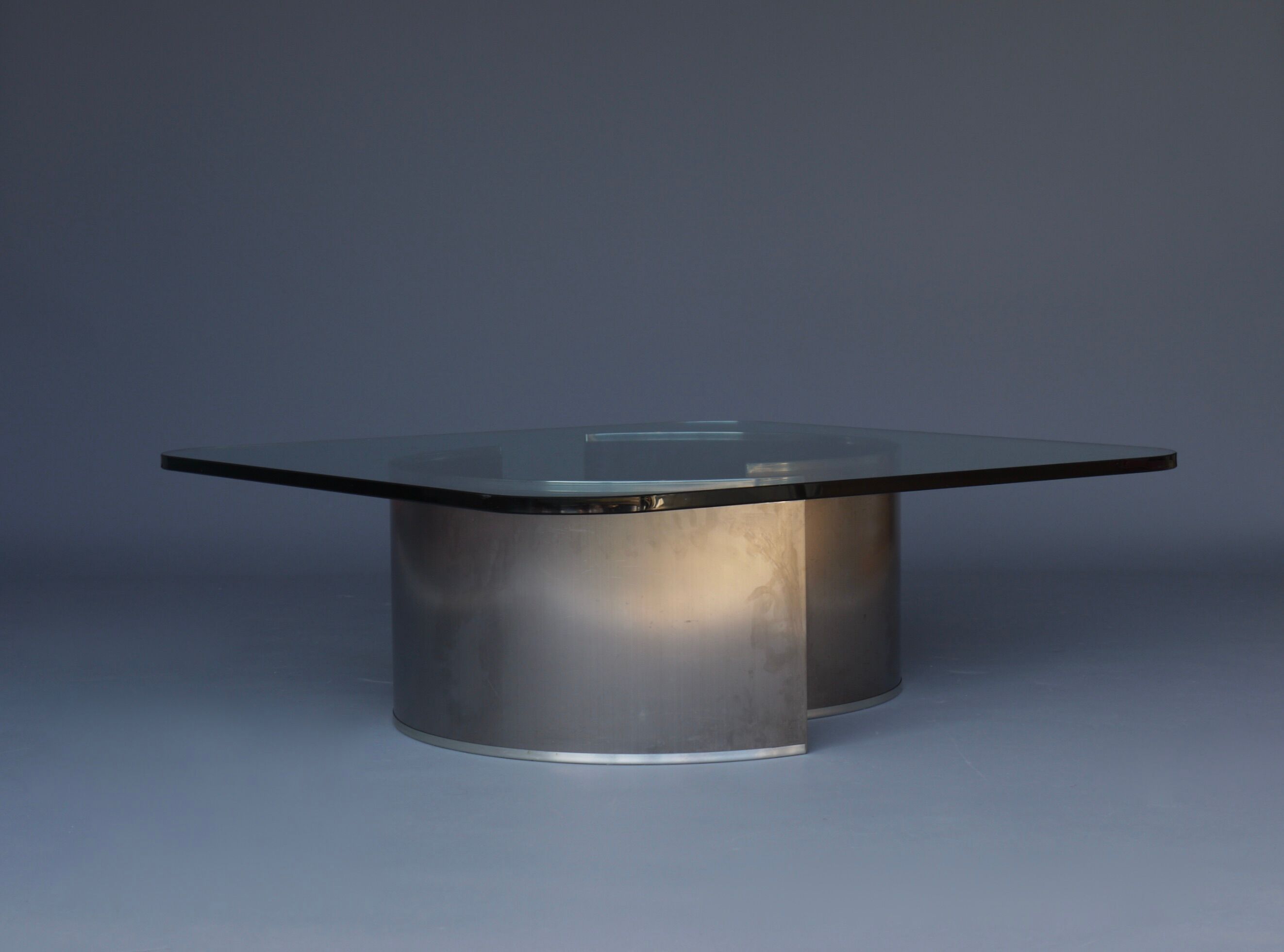 Stainless steel and glass coffee table, 1970s