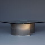 Stainless steel and glass coffee table, 1970s