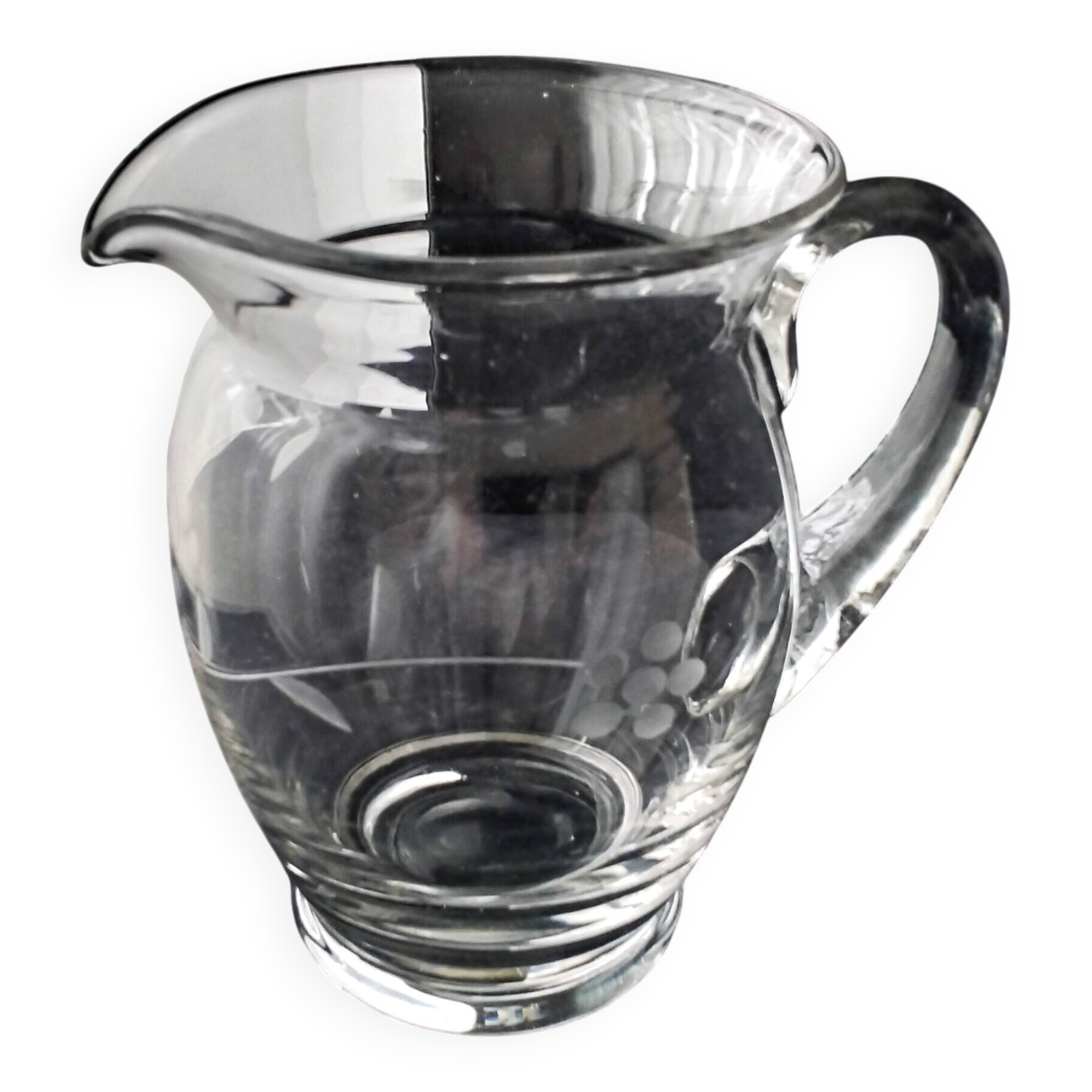 Water carafe, blown glass jug, sanded decor 1 L