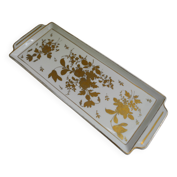 Ancien plat à cake faïence dorure art table antique earthenware cake dish