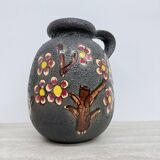 Mid-century design ceramic Scheurich vase with blossom , 1970’s