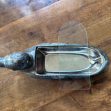 Dish foie gras duck in silver metal