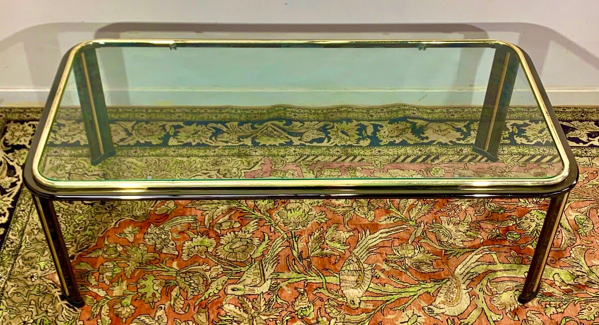 Glass coffee table, chromed steel, Design Italy 1960