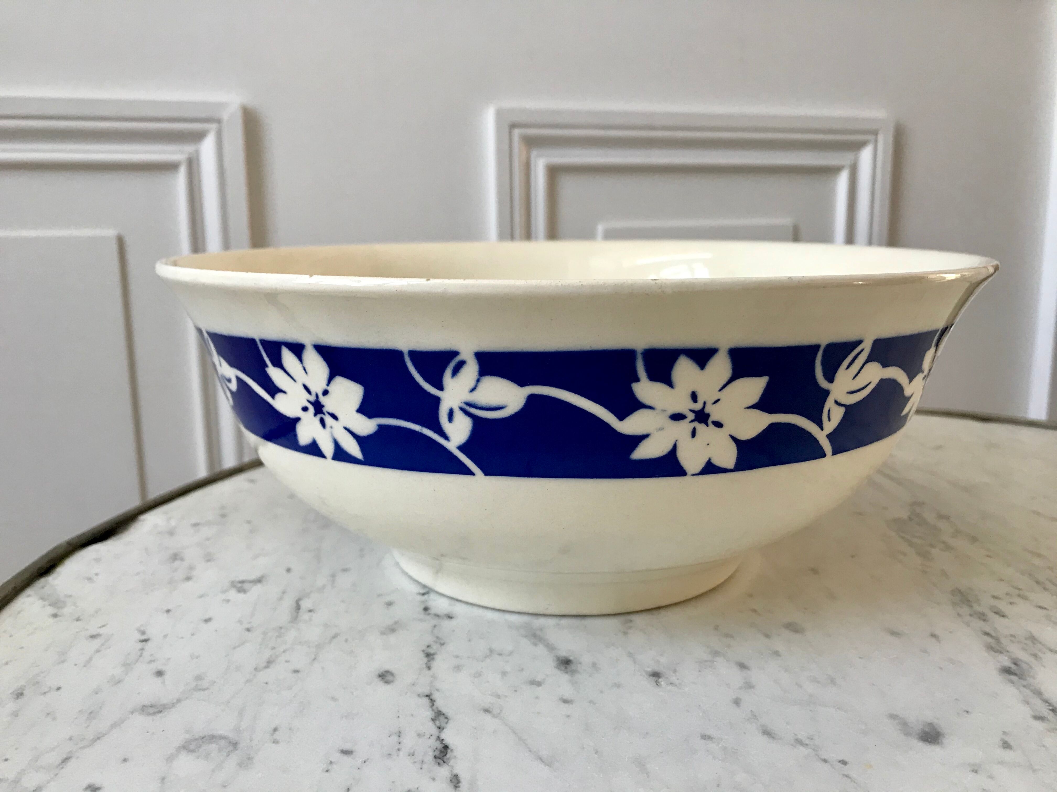 Salad bowl Badonviller blue klein 30s