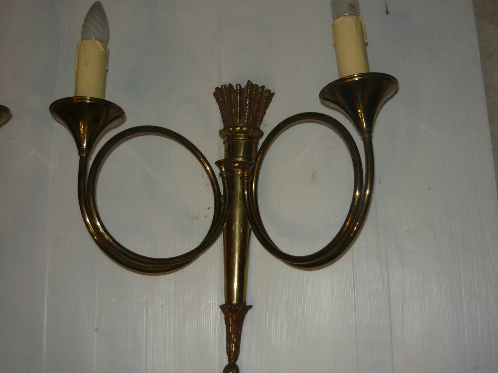 Pair of very large Empire style 2-light wall sconces