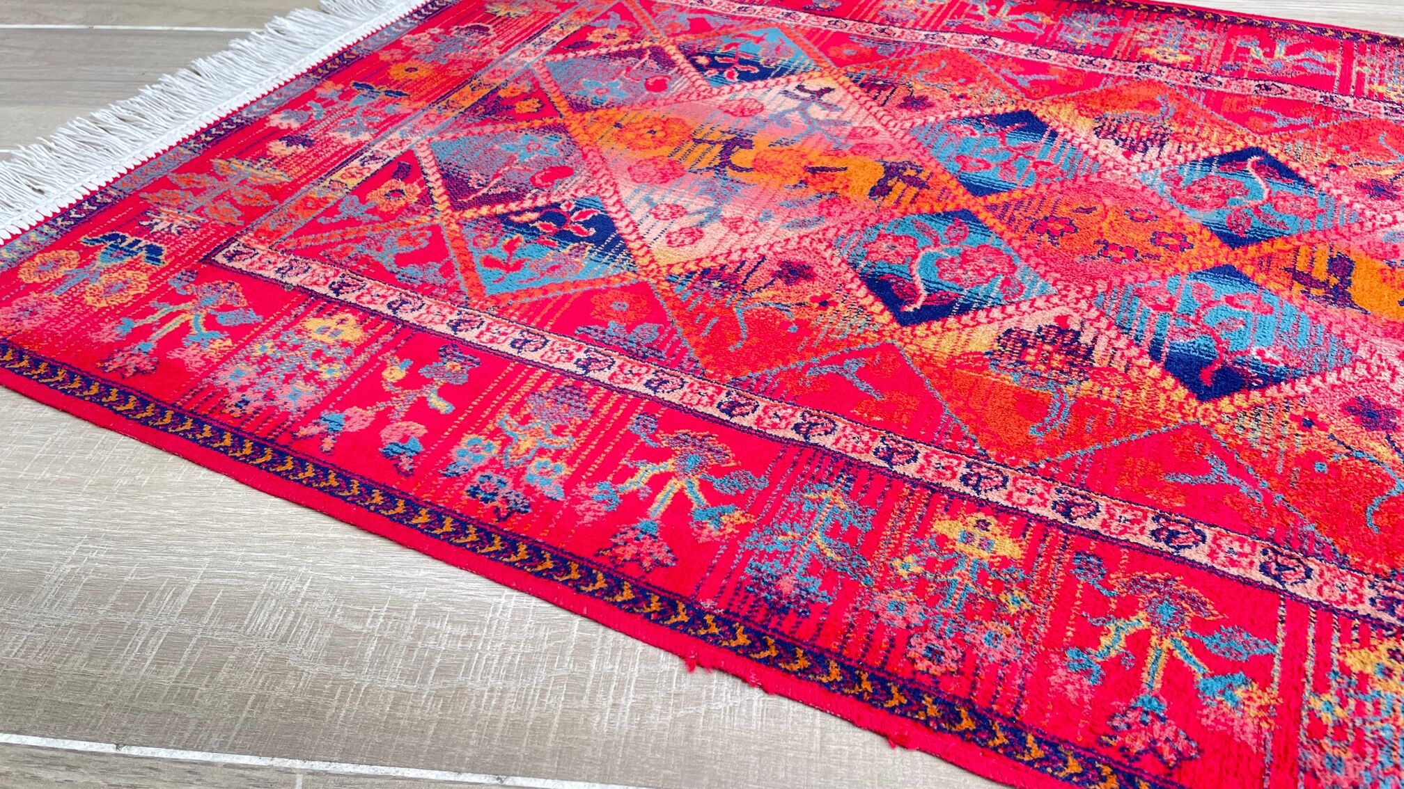 Multicolored carpet years 90/2000, 125 x 69cm