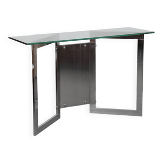 Chrome-plated metal console table from the 1970s