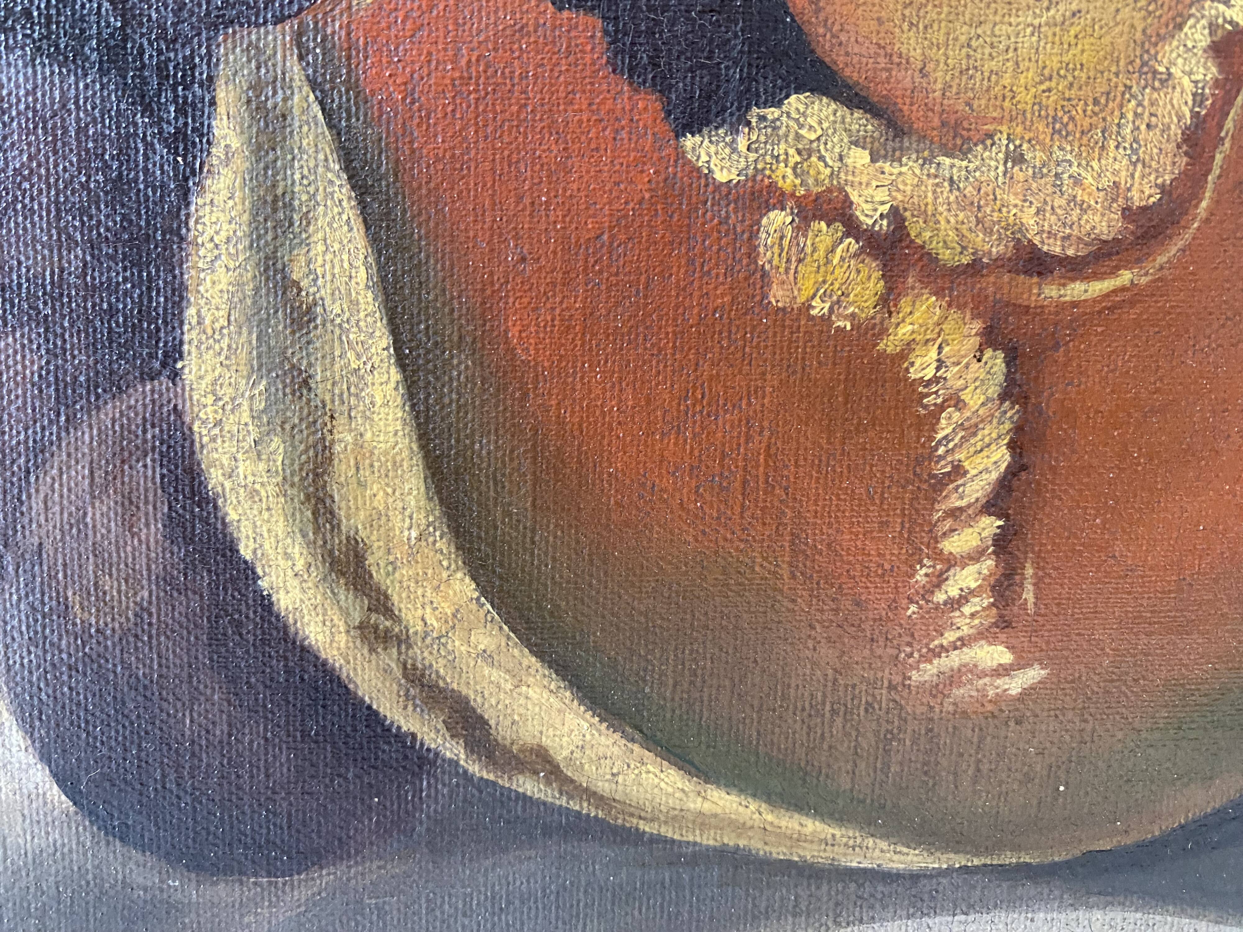 Nature morte à l'huile sur toile 1911, tableau ancien signée F. Lallier