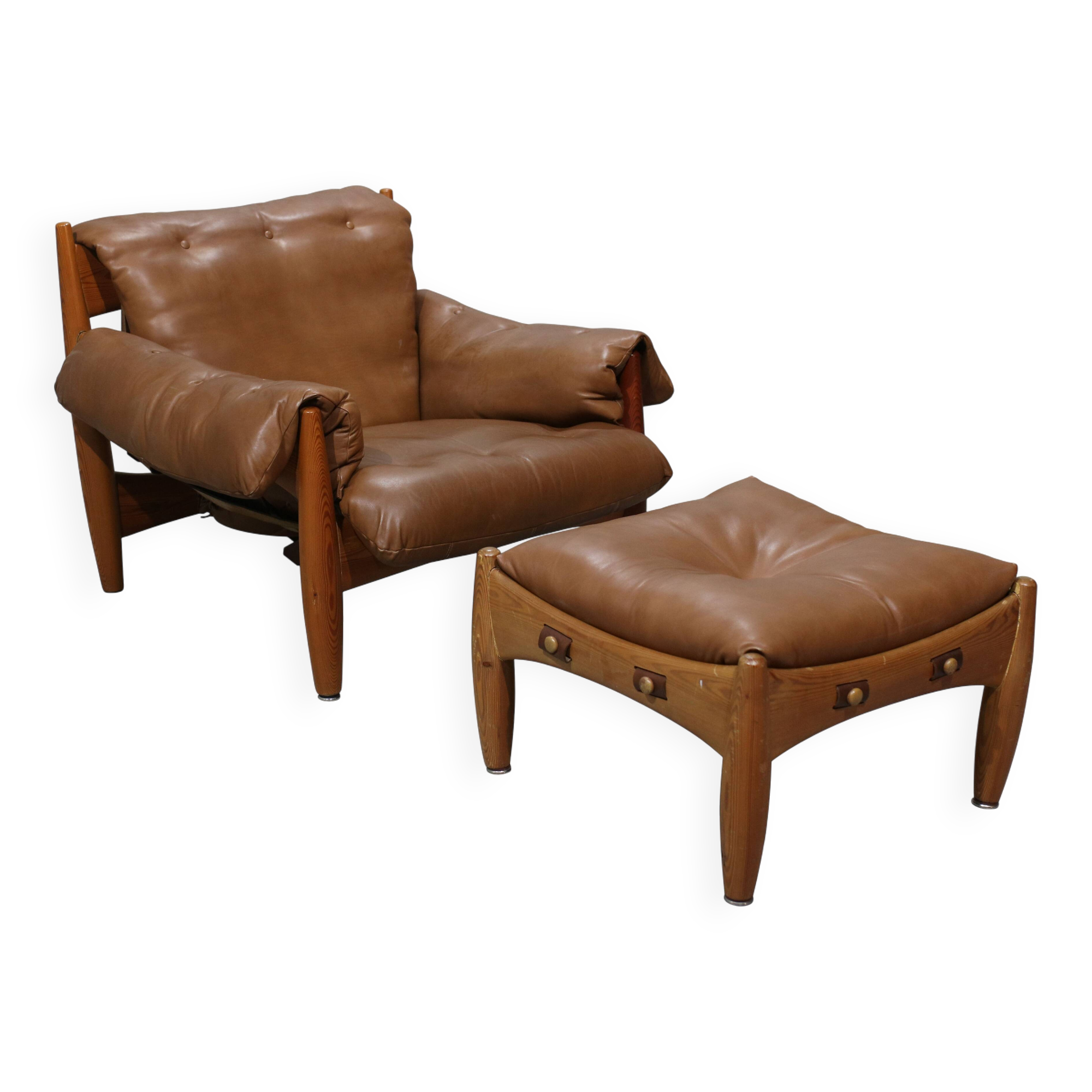 Sheriff Lounge Chair with Ottoman by Sergio Rodrigues for ISA