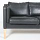 Danish design black leather sofa from Mogens Hansen