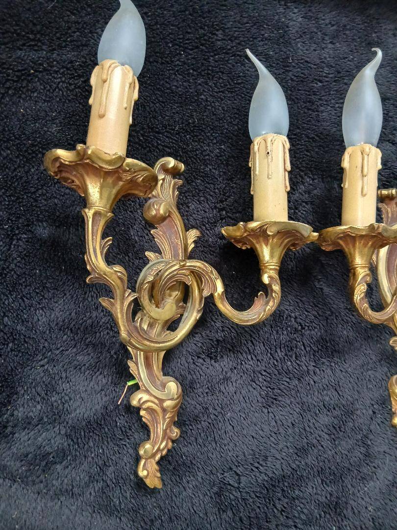 Pair of wall lights in louis xv style - bronze - 32 cm