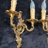 Pair of wall lights in louis xv style - bronze - 32 cm