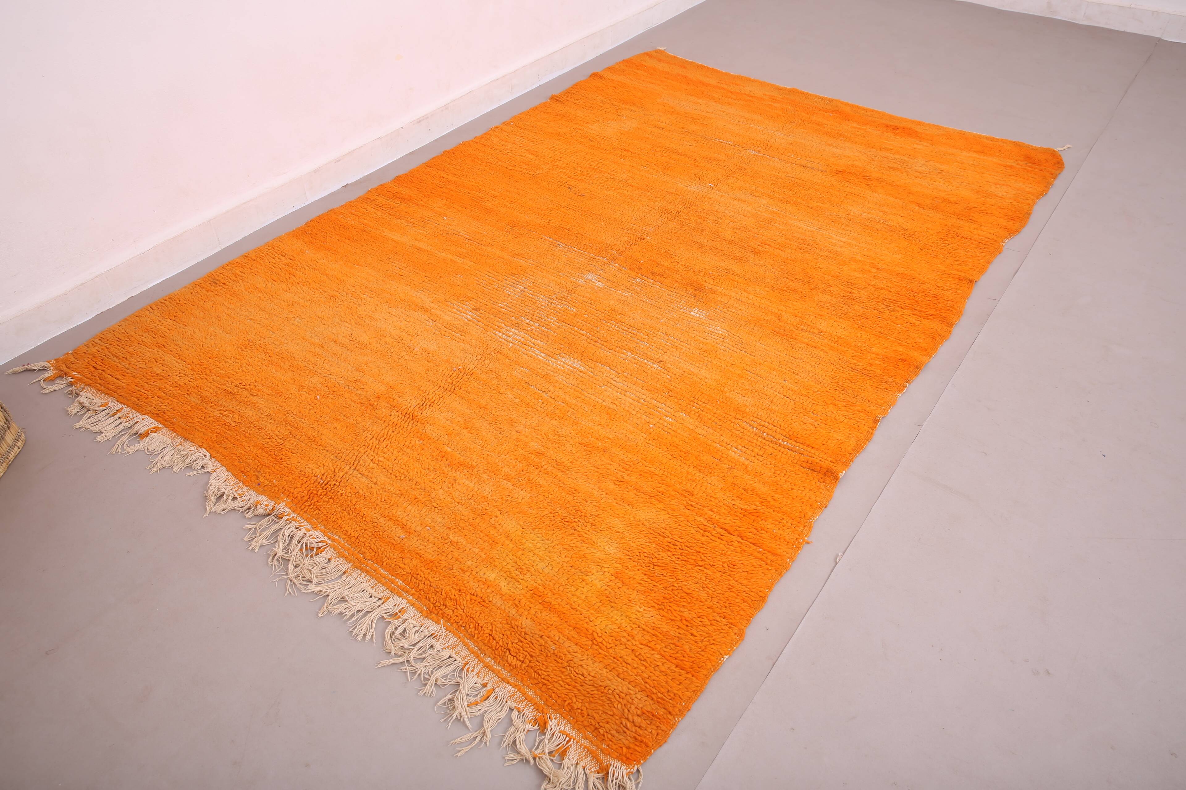 Tapis marocain vintage orange 174 x 255 cm - Tapis en laine berbère - Tapis fait main