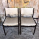 Pair of vintage cream wood & skai Scandinavian chairs