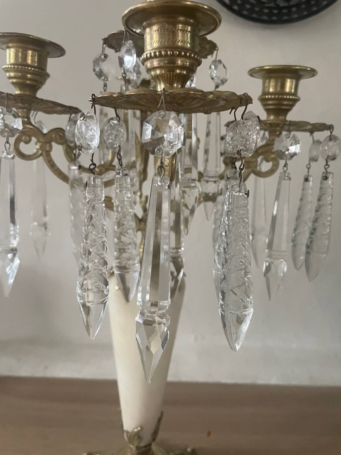 19th century marble, brass and tassel chandelier