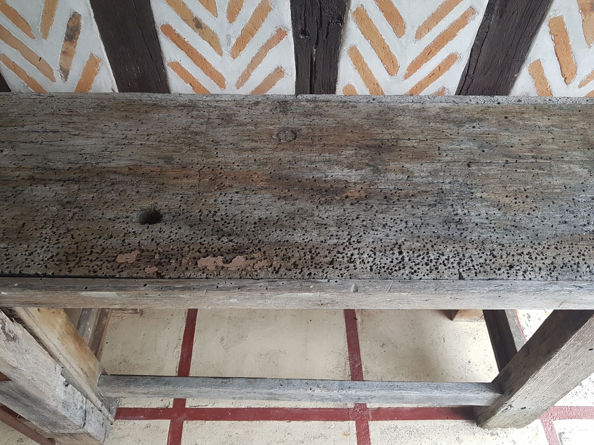Old workbench of carpenter raw wood
